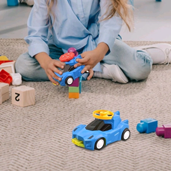 FokCalgary Light Up Tops - Portable STEM Interactive - Fine Motor Skills Learning Games Reusable Educational Rotating Gyro Toy LED Light Up Flashing Tops for Kids - Blue