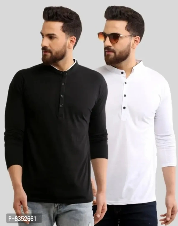Stylish Cotton Full-sleeve Solid T-shirt for Men Combo (Pack of 2) - Japanese Laurel, M