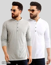 Stylish Cotton Full-sleeve Solid T-shirt for Men Combo (Pack of 2) - Black, L