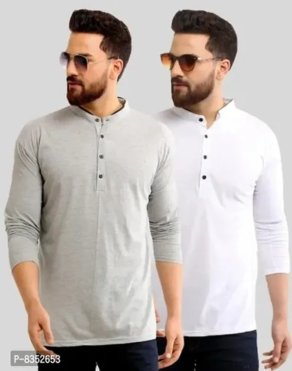 Stylish Cotton Full-sleeve Solid T-shirt for Men Combo (Pack of 2) - Black, L