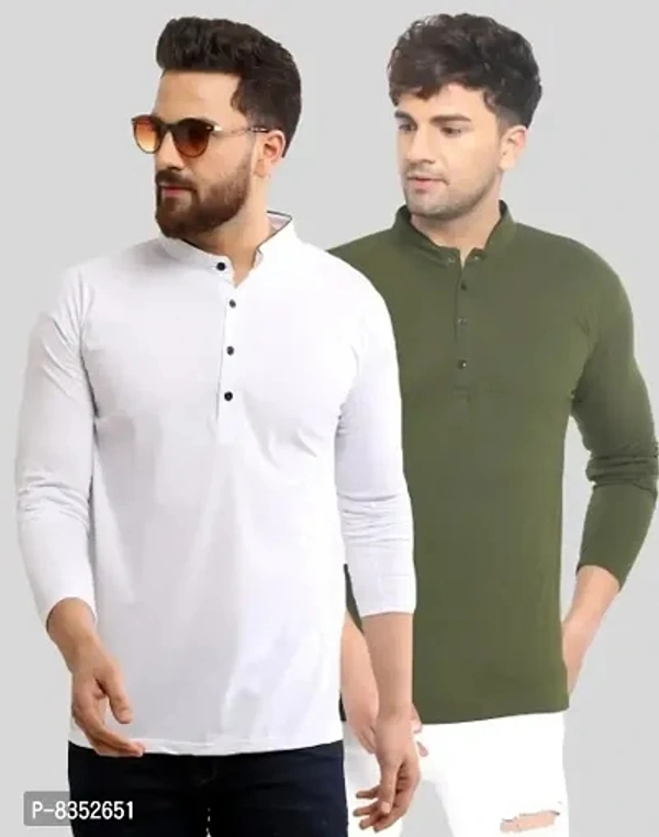 Stylish Cotton Full-sleeve Solid T-shirt for Men Combo (Pack of 2) - Black, L