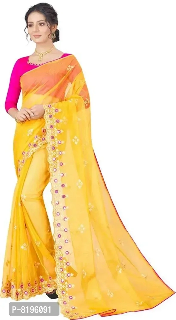 Vinayak Textile Womens Georgette Saree  - Gold