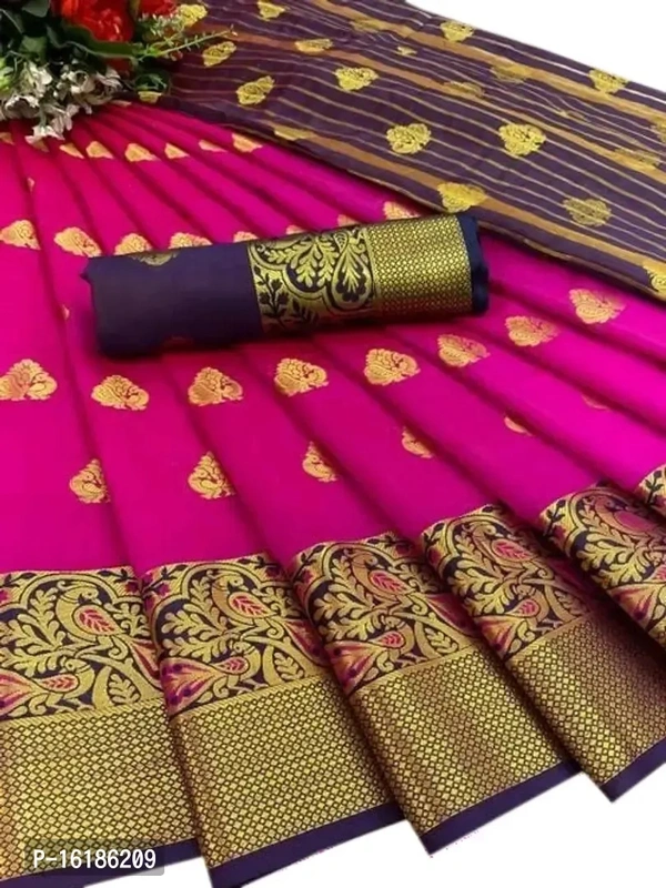 Badavision Silver Banarasi Saree - Magenta / Fuchsia