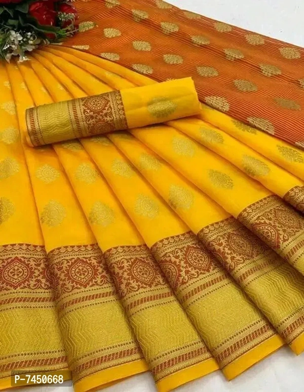 Badavision Silver Banarasi Saree - Gold