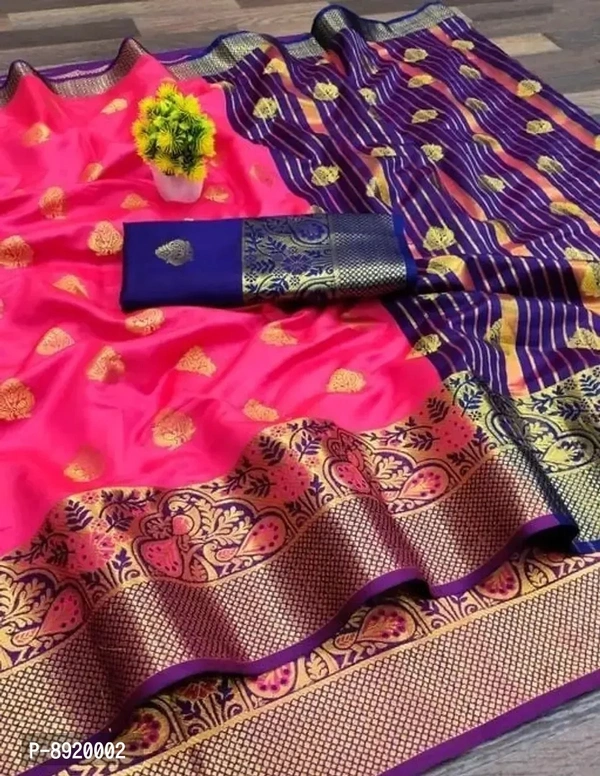 Badavision Silver Banarasi Saree - Magenta / Fuchsia