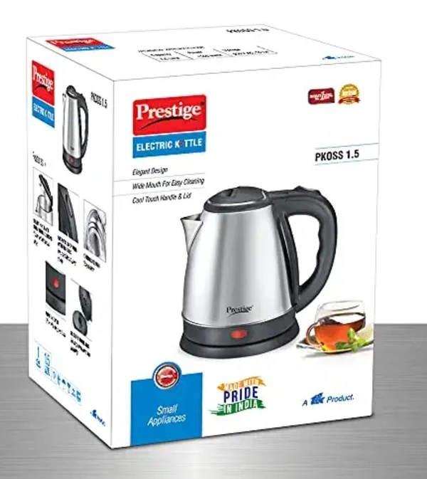 Prestige Ele Kettle 1.5 Ltr - Silver, 1.5 Ltr