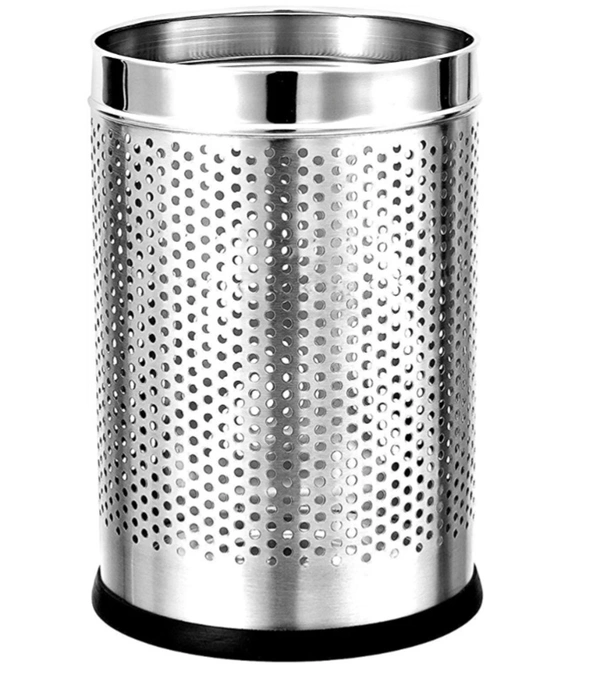 Steel Dustbin Perforated  - Silver, 7"*10"