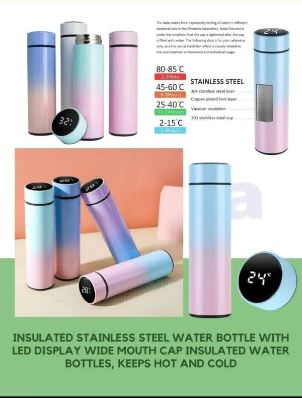 Steel Tempratur Bottle  - Blush Pink, 500 ML