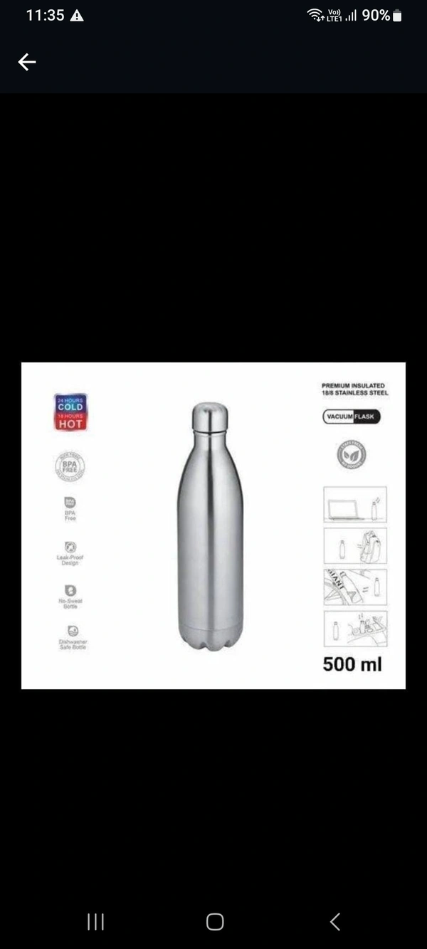 Thermosteel 500 ML Bottle  - Silver, 500 ML