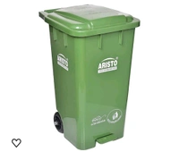 Aristo Pedal Bin 65 Ltr With Wheel - Green, 65 Ltr