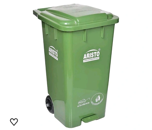 Aristo Pedal Bin 65 Ltr With Wheel - Green, 65 Ltr