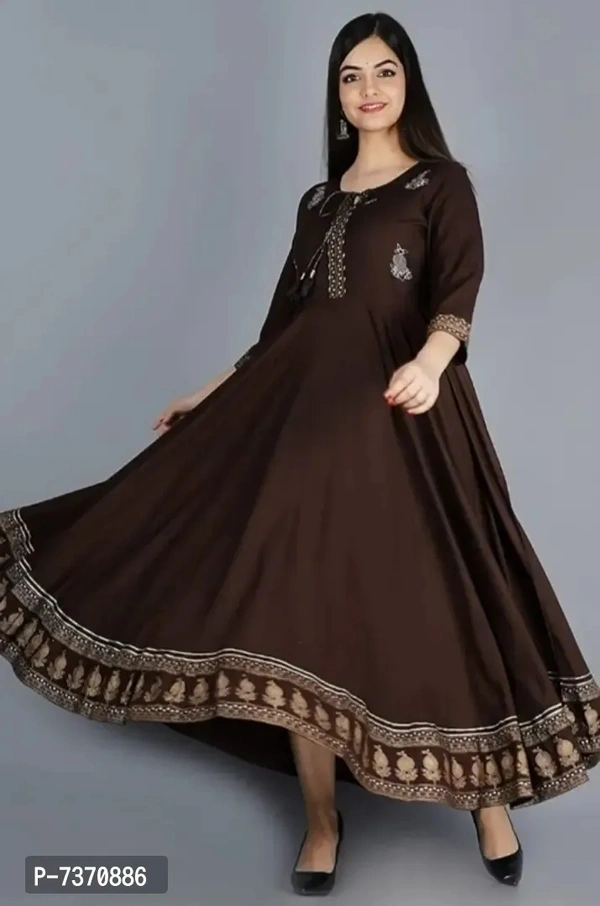 Women long gawnSize: SMLXL2XL3XL Fabric:  Rayon Type:  Stitched Design Type:  Indo-western Occasion:  Festive & Party Pack Of:  SingleWithin 6-8 business days However, to find out an actual date of delivery, please enter your pin code.null - L