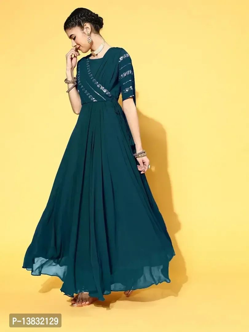 Buy Gangotri India Anarkali Gown for Women Readymade | Anarkali Gown Single  Piece for Ladies | Round Neck Sleeveless Printed Gown | Gowns in Clothing &  Accessories - Medium Multicolour at Amazon.in