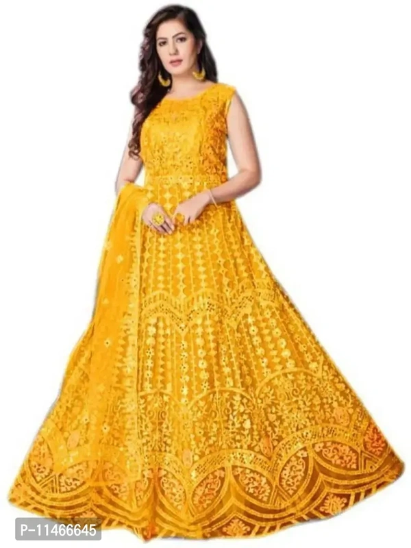 Stylish Fancy Net Anarkali Ethnic Gowns For Women Fabric:  Net Type:  Semi Stitched Design Type:  Indo-western Occasion:  Casual Pack Of:  SingleBust: 36.0 - 44.0 (in inches)Within 6-8 business days However, to find out an actual date of delivery, please enter your pin code.Stylish Fancy Net Anarkali Ethnic Gowns For Women