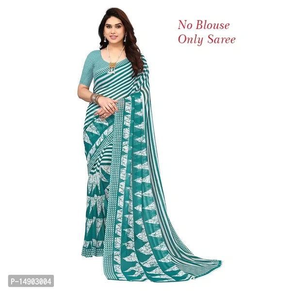 Georgette Green Colour Printed Saree Without Blouse Piece Fabric:  Georgette Type:  Saree with Blouse piece Style:  PrintedSaree Length: 5.3 (in metres)Blouse Length: 0.8 (in metres)Within 6-8 business days However, to find out an actual date of delivery, please enter your pin code.null