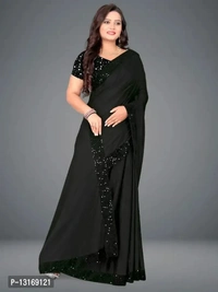 Georgette Sequin Lace Border Sarees with Sequin Blouse Piece Fabric:  Georgette Type:  Saree with Blouse piece Style:  Lace Work Design Type:  PartywearSaree Length: 5.25 (in metres)Blouse Length: 0.75 (in metres)Within 6-8 business days However, to find out an actual date of delivery, please enter your pin code.Georgette Sequin Lace Border Sarees with Sequin Blouse Piece - Black