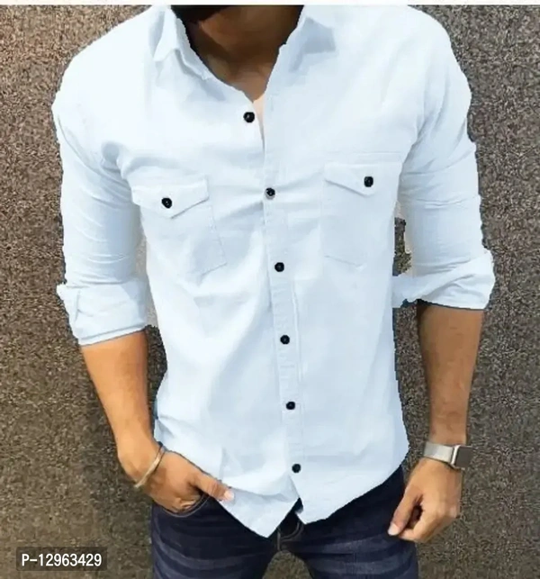 Double Pocket Casual ShirtsSize: MLXL2XL Color:  White Fabric:  Cotton Type:  Long Sleeves Style:  Solid Design Type:  Slim FitWithin 6-8 business days However, to find out an actual date of delivery, please enter your pin code.Double Pocket Casual Shirts for Men and Boy can we wear in all season and occasion. Made of drill cotton fabric. - XL