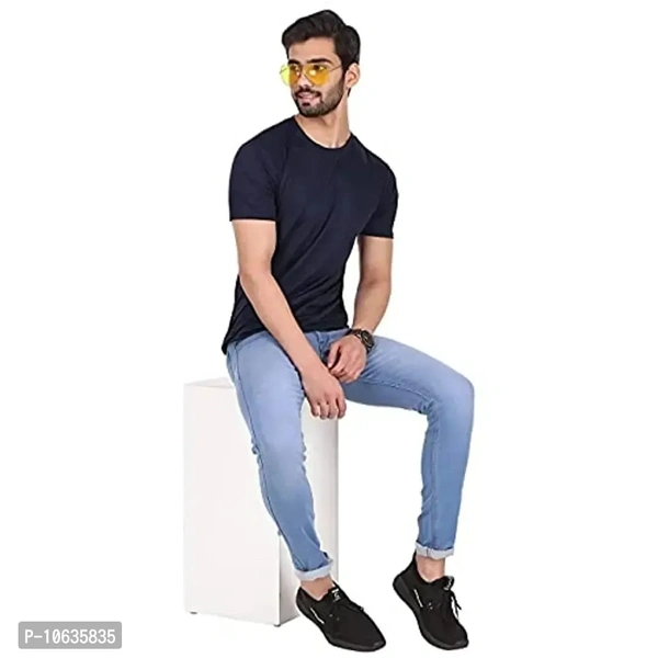 Spotean Mens Tshirt | Regular Fit Polyester T-Shirt for Men | Comfortable Soft and Well Crafted Classic Half Sleeve Tshirts | Casual Mens Tshirt in Dark Blue Color - SmallSize: SL Color:  Blue Fabric:  Polyester Type:  t-shirts Style:  Western Design Type:  WesternWithin 6-8 business days However, to find out an actual date of delivery, please enter your pin code.• Spotean Mens T-S - S