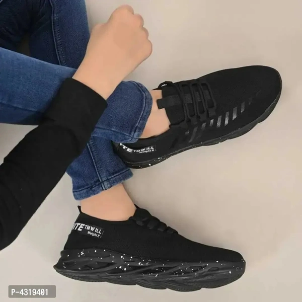 Elegant Black Mesh Solid Sports Shoes For MenSize: UK6UK7UK10 Color:  Black Type:  Sports Shoes Style:  Solid Design Type:  Running Shoes Material:  MeshWithin 6-8 business days However, to find out an actual date of delivery, please enter your pin code.Elegant Black Mesh Solid Sports Shoes For Men - UK7