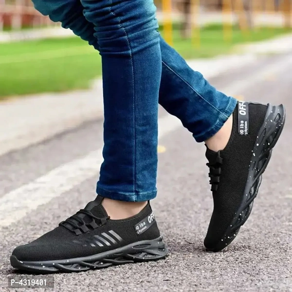 Elegant Black Mesh Solid Sports Shoes For MenSize: UK6UK7UK10 Color:  Black Type:  Sports Shoes Style:  Solid Design Type:  Running Shoes Material:  MeshWithin 6-8 business days However, to find out an actual date of delivery, please enter your pin code.Elegant Black Mesh Solid Sports Shoes For Men - UK7