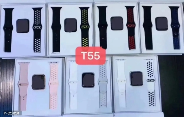 T55 Smart Watch with Calling Functi Warranty Description:  Manual EntryWithin 6-8 business days However, to find out an actual date of delivery, please enter your pin code.Stay connected to the world and get fit in style with the Smart Watch Series T55 Dual Strap on the stylish Watch and listen to music, view photos and messages with Bluetooth calling , track your fitness levels an