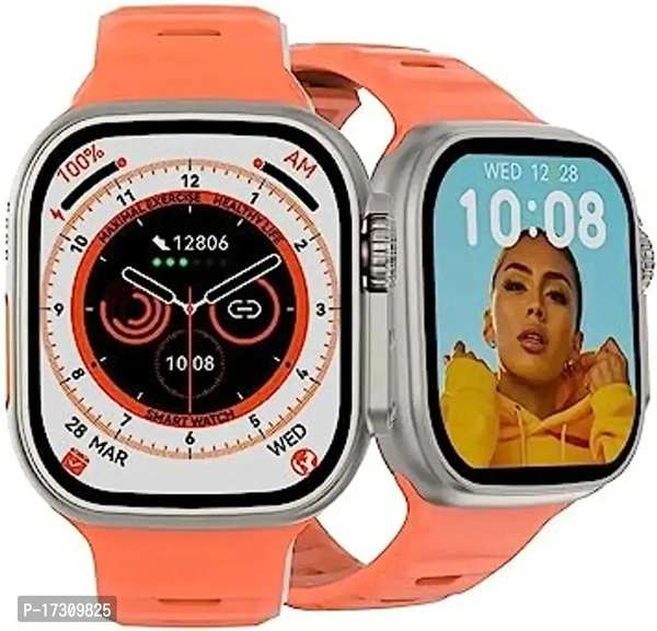 Smartwatch S8 Ultra 49MM with 2.05 HD Display, Ocean Band, Sports  Health, Bluetooth Calling, Wireless Charging, with Warranty (Orange) Warranty Description:  Manual EntryWeight: 0.0 - 0.0 (in kgs)Within 6-8 business days However, to find out an actual date of delivery, please enter your pin code.Massive 2.05 display: See everyday data clearly under the brightest sun on the 2.05'' 
