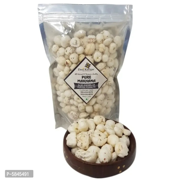 Platter Puffed Fox Nuts (Unroasted Makhana), 100gQuantity (gm): 100.0 (in grams)Quantity (kg): 0.1 (in kg)Within 6-8 business days However, to find out an actual date of delivery, please enter your pin code.Supreme quality Puffed Lotus Seeds, or Makhana. Makhana are considered to be a super-food with Low GI, rich in flavonoids and good source of protein, carbohydrates, fibre, magne
