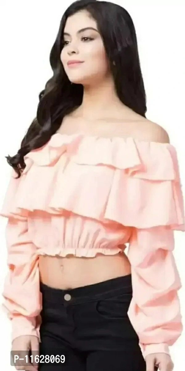 Pretty Fashionista  Stylish Solid Crop TopSize: XSSML Color:  Peach Fabric:  Crepe Style:  Solid Sleeve Style:  Regular SleevesWithin 6-8 business days However, to find out an actual date of delivery, please enter your pin code.AR APPARELS an amazing range of tops which signifies todays generation. These uniquely designed top give you the comfort you need with style you want. - M