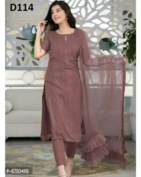 Stylish Fancy Cotton Kurti With Bottom Wear And Dupatta Set For WomenSize: SMLXL2XL Color:  Lavender Fabric:  Cotton Pack Of:  Single Type:  Kurta, Bottom and Dupatta Set Sleeve Length:  Short Sleeve Occasion:  WeddingWithin 6-8 business days However, to find out an actual date of delivery, please enter your pin code.Stylish Fancy Cotton Kurti With Bottom Wear And Dupatta Set For W - M
