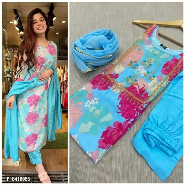 Women Rayon Embroidered Kurta with Bottom DupattaSize: ML2XL Fabric:  Rayon Type:  Kurta, Bottom and Dupatta Set Style:  Embroidered Design Type:  Straight Occasion:  Festive Pack Of:  SingleWithin 6-8 business days However, to find out an actual date of delivery, please enter your pin code.Women Rayon Embroidered Kurta with Bottom Dupatta - L
