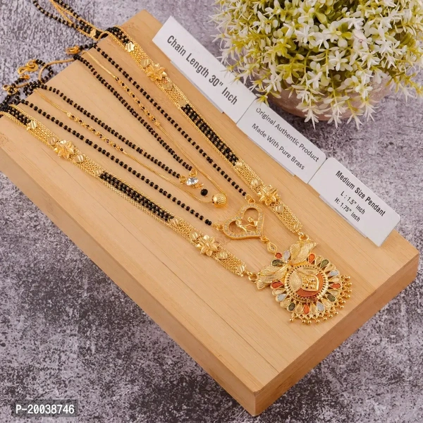COMBO MANGASLUTRA [ BUY 1 GET 3 FREE] Color:  Golden Style:  Layered Material:  AlloyLength: 77.0 (in cm)Within 6-8 business days However, to find out an actual date of delivery, please enter your pin code.Traditional Gold Plated Glorious Hand Meena Daily Wear Mangalsutra Tanmaniya For Women. 'Mangalsutra' ndash; The Mark Of Marriage lsquo;Mangalrsquo; Implies Auspicious And lsquo;