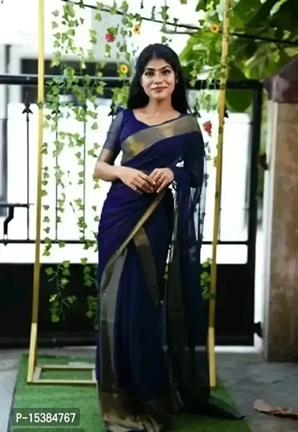 Chiffon Zari Border Saree with Blouse Piece Fabric:  Chiffon Type:  Saree with Blouse piece Style:  ZariSaree Length: 5.5 (in metres)Blouse Length: 0.8 (in metres)Within 6-8 business days However, to find out an actual date of delivery, please enter your pin code.null