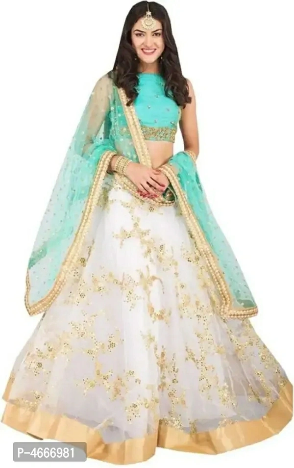 Latest Attractive Net Semi Stitched Lehenga Choli Color:  White Fabric:  Net Type:  Semi Stitched Style:  EmbroideredWaist: 41.0 - 43.0 (in inches)Bust: 44.0 - 46.0 (in inches)Within 6-8 business days However, to find out an actual date of delivery, please enter your pin code.Latest Attractive Net Semi Stitched Lehenga Choli