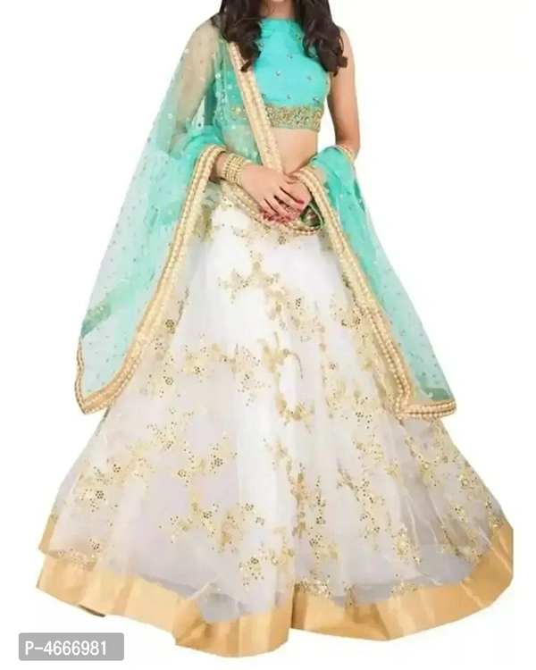 Latest Attractive Net Semi Stitched Lehenga Choli Color:  White Fabric:  Net Type:  Semi Stitched Style:  EmbroideredWaist: 41.0 - 43.0 (in inches)Bust: 44.0 - 46.0 (in inches)Within 6-8 business days However, to find out an actual date of delivery, please enter your pin code.Latest Attractive Net Semi Stitched Lehenga Choli