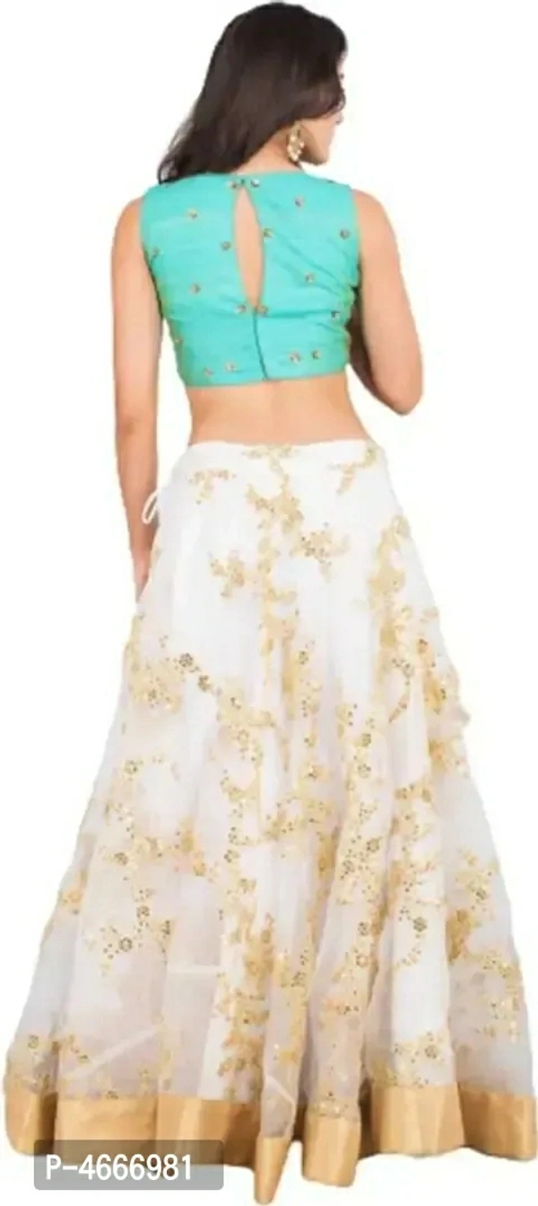 Latest Attractive Net Semi Stitched Lehenga Choli Color:  White Fabric:  Net Type:  Semi Stitched Style:  EmbroideredWaist: 41.0 - 43.0 (in inches)Bust: 44.0 - 46.0 (in inches)Within 6-8 business days However, to find out an actual date of delivery, please enter your pin code.Latest Attractive Net Semi Stitched Lehenga Choli