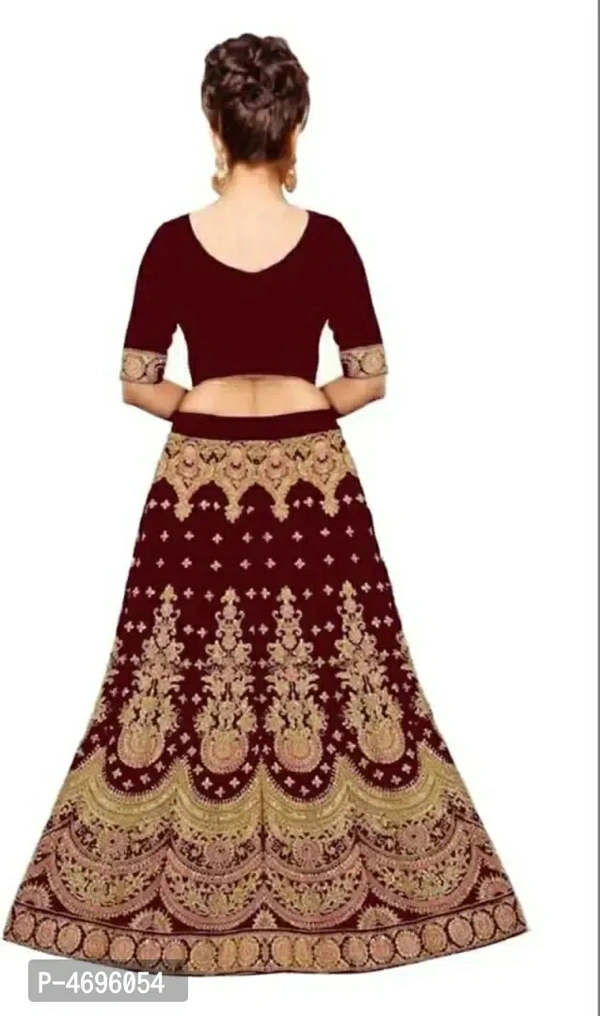 Latest Attractive Velvet Embroidered Semi Stitched Lehenga Choli Color:  Maroon Fabric:  Velvet Type:  Semi Stitched Style:  EmbroideredWaist: 41.0 - 43.0 (in inches)Bust: 44.0 - 46.0 (in inches)Within 6-8 business days However, to find out an actual date of delivery, please enter your pin code.lehenga fabric: Velvet Blouse fabric: Velvet Dupatta : Net lehenga fler(Gher) :2mtrs Wai
