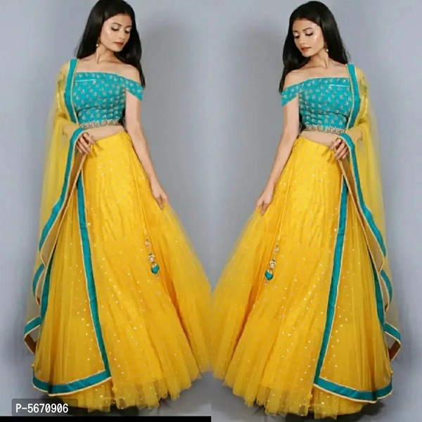 Women  Net Semi Stitched Lehenga Choli Fabric:  Net Type:  Semi StitchedWaist: 32.0 - 40.0 (in inches)Bust: 32.0 - 40.0 (in inches)Within 6-8 business days However, to find out an actual date of delivery, please enter your pin code.null - Teal