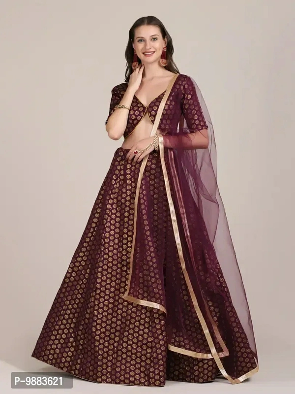 Women  Jacquard Semi Stitched Lehenga Choli Fabric:  Art Silk Type:  Semi StitchedWaist: 32.0 - 40.0 (in inches)Bust: 32.0 - 40.0 (in inches)Within 6-8 business days However, to find out an actual date of delivery, please enter your pin code.