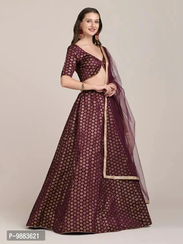 Women  Jacquard Semi Stitched Lehenga Choli Fabric:  Art Silk Type:  Semi StitchedWaist: 32.0 - 40.0 (in inches)Bust: 32.0 - 40.0 (in inches)Within 6-8 business days However, to find out an actual date of delivery, please enter your pin code.