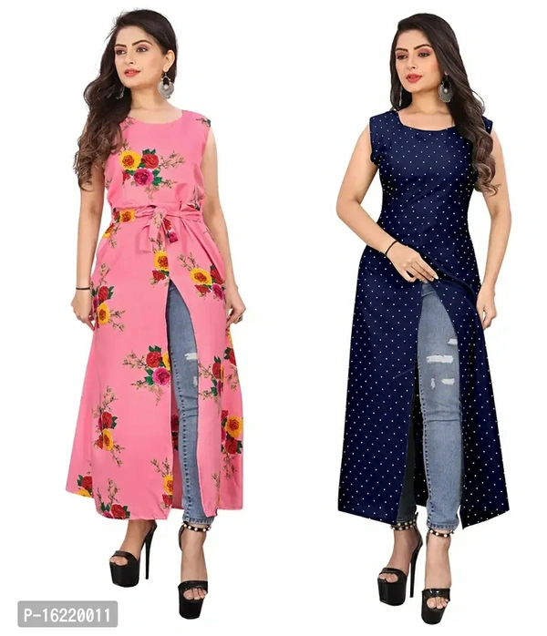 Stylish Women Crepe Kurta Pack of 2Size: SMLXL2XL Fabric:  Crepe Type:  Stitched Style:  Printed Design Type:  A-Line Occasion:  Daily Pack Of:  Combo Of 2 Kurta Length:  Ankle LengthWithin 6-8 business days However, to find out an actual date of delivery, please enter your pin code.Stylish Women Crepe Kurta Pack of 2 - S