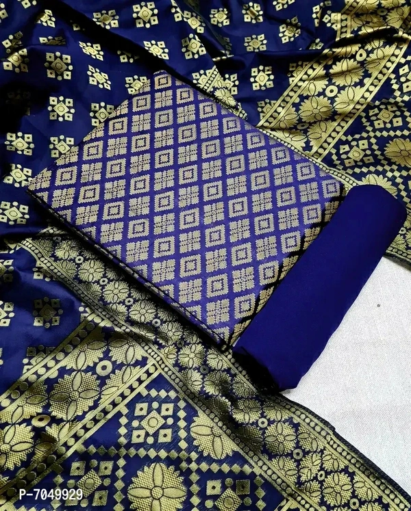 Trendy Jacquar UN-Stitched Salwar Suit With Banarasi DupattaTop Length: 2.0 (in metres)Bottom Length: 2.0 (in metres)Dupatta Length: 2.25 (in metres)Fabric Length: 2.0 (in meters)Within 6-8 business days However, to find out an actual date of delivery, please enter your pin code.Top-Banarasi Silk Bottom-Heavy Crepe Dupatta-Banarasi Silk Top Work-Woven Design Bottom Work-Plian Dupat