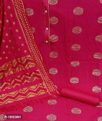 Stylish Fancy Cotton Blend Unstitched Dress Material Top With Bottom Wear And Dupatta Set For Women Fabric:  Cotton Blend Type:  Dress Material with DupattaTop Length: 2.0 (in metres)Bottom Length: 2.0 (in metres)Dupatta Length: 2.2 (in metres)Within 6-8 business days However, to find out an actual date of delivery, please enter your pin code.Stylish Fancy Cotton Blend Unstitched D