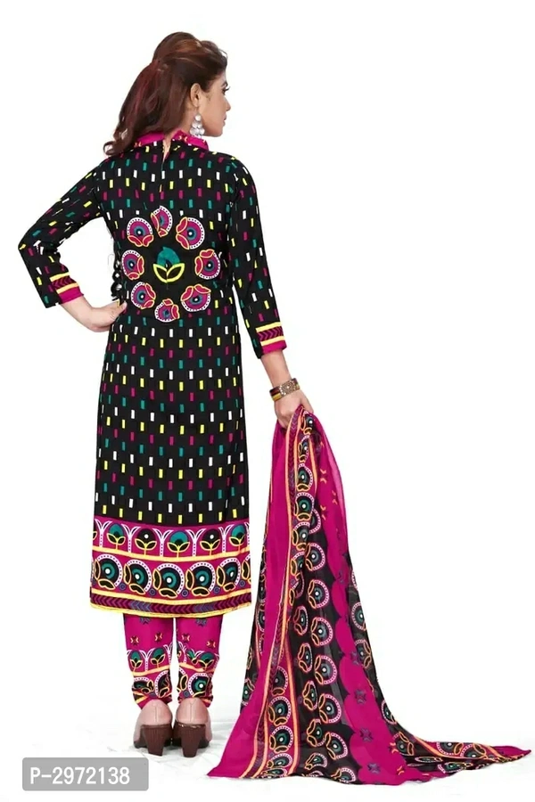 Black Printed Crepe Dress Material with DupattaTop Length: 2.25 (in metres)Bottom Length: 2.0 (in metres)Dupatta Length: 2.0 (in metres)Within 6-8 business days However, to find out an actual date of delivery, please enter your pin code.Black Printed Crepe Dress Material with Dupatta