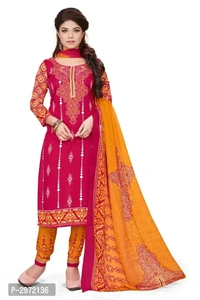 Stylish Pink Printed Crepe Dress Material with DupattaTop Length: 2.25 (in metres)Bottom Length: 2.0 (in metres)Dupatta Length: 2.0 (in metres)Within 6-8 business days However, to find out an actual date of delivery, please enter your pin code.Stylish Pink Printed Crepe Dress Material with Dupatta
