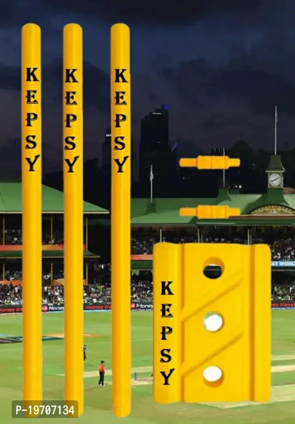 Kepsy K08 Combo of Plastic Bat and Heavy Plastic Cricket Large Stumps Set - 3 Stumps + 2 Bails + 1 Stand (Yellow)(Plastic Wicket Set)Within 6-8 business days However, to find out an actual date of delivery, please enter your pin code.Kepsy K08 Combo of Plastic Bat and Heavy Plastic Cricket Large Stumps Set - 3 Stumps + 2 Bails + 1 Stand (Yellow)(Plastic Wicket Set)
