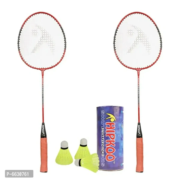 Hipkoo Sports HR 16 Aluminum Badminton Complete Racquets Set | 2 Racket and 3 Shuttlecocks (Red, Set of 2)Within 6-8 business days However, to find out an actual date of delivery, please enter your pin code.Badminton Racquet Combo (Set of 2 Rackets & 3 shuttlecocks) high quality products from Hipkoo. Low torsion steel shaft. Ideal for beginners and intermediate level players, Comes