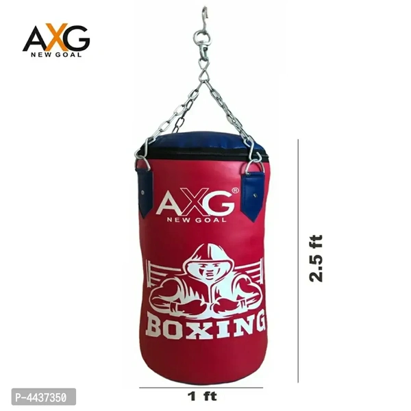 AXG Unfilled Boxing Punching Bag 2.5 ft With stainless steel chain (Heavy PU Material)Within 6-8 business days However, to find out an actual date of delivery, please enter your pin code.AXG unfilled hanging punching bag CUSTOMISABLE FILLING - with a zipped top design letting you adjust the weight of the heavy bag EXTREME DURABILITY - each bag is double stitched, reinforced with he