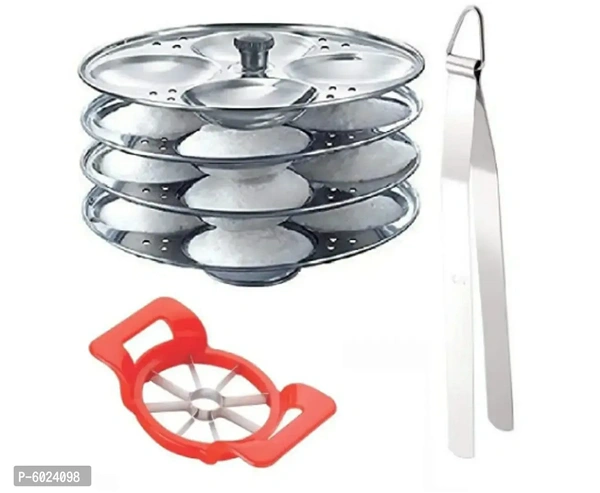 4 Plate Idli Maker Stand, Stainless Steel Cooking Tong(Chimta) with Plastic Apple Cutter Type:  Other Material:  OtherLength: 10.0 (in cm)Width: 6.0 (in cm)Height: 10.0 (in cm)Within 7-9 business days However, to find out an actual date of delivery, please enter your pin code.* 4 Plate Idli Maker Stand, Stainless Steel Cooking Tong(Chimta) with Plastic Apple Cutter *Made from Stron