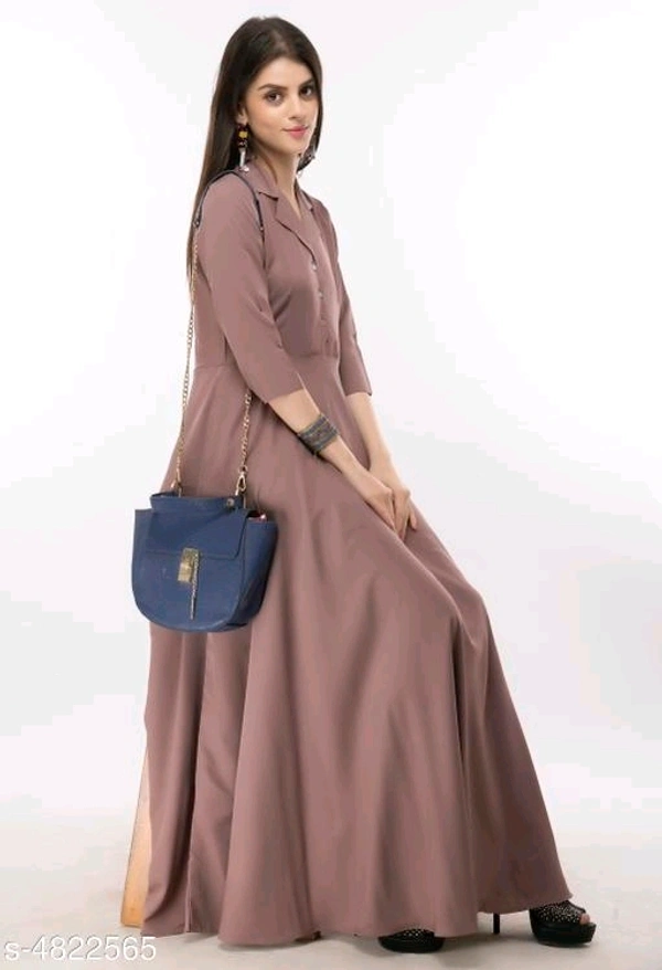 Solid Nude Maxi Crepe DressName: Solid Nude Maxi Crepe DressFabric: CrepeSleeve Length: Three-Quarter SleevesPattern: SolidSizes:S, M, L, XL, XXLCountry of Origin: India - S