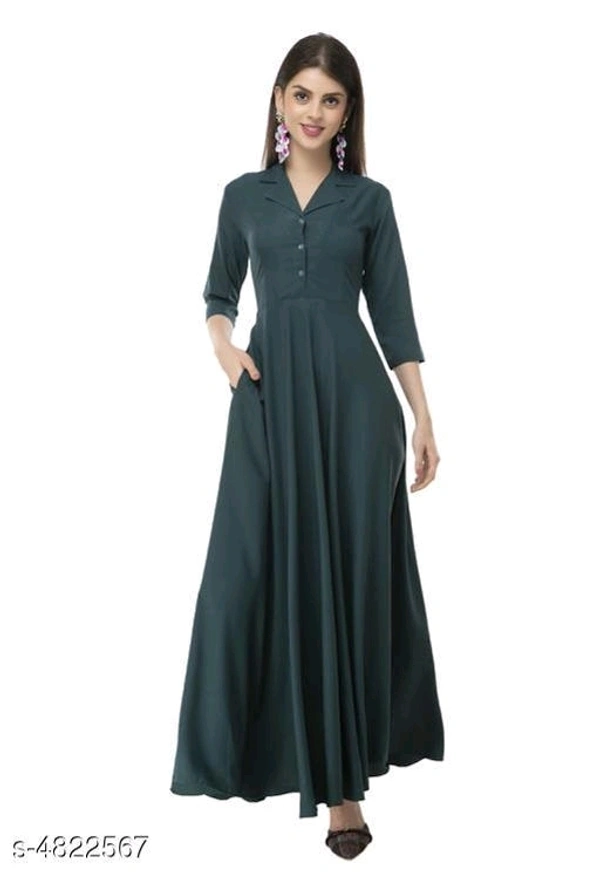Solid Nude Maxi Crepe DressName: Solid Nude Maxi Crepe DressFabric: CrepeSleeve Length: Three-Quarter SleevesPattern: SolidSizes:S, M, L, XL, XXLCountry of Origin: India - 2